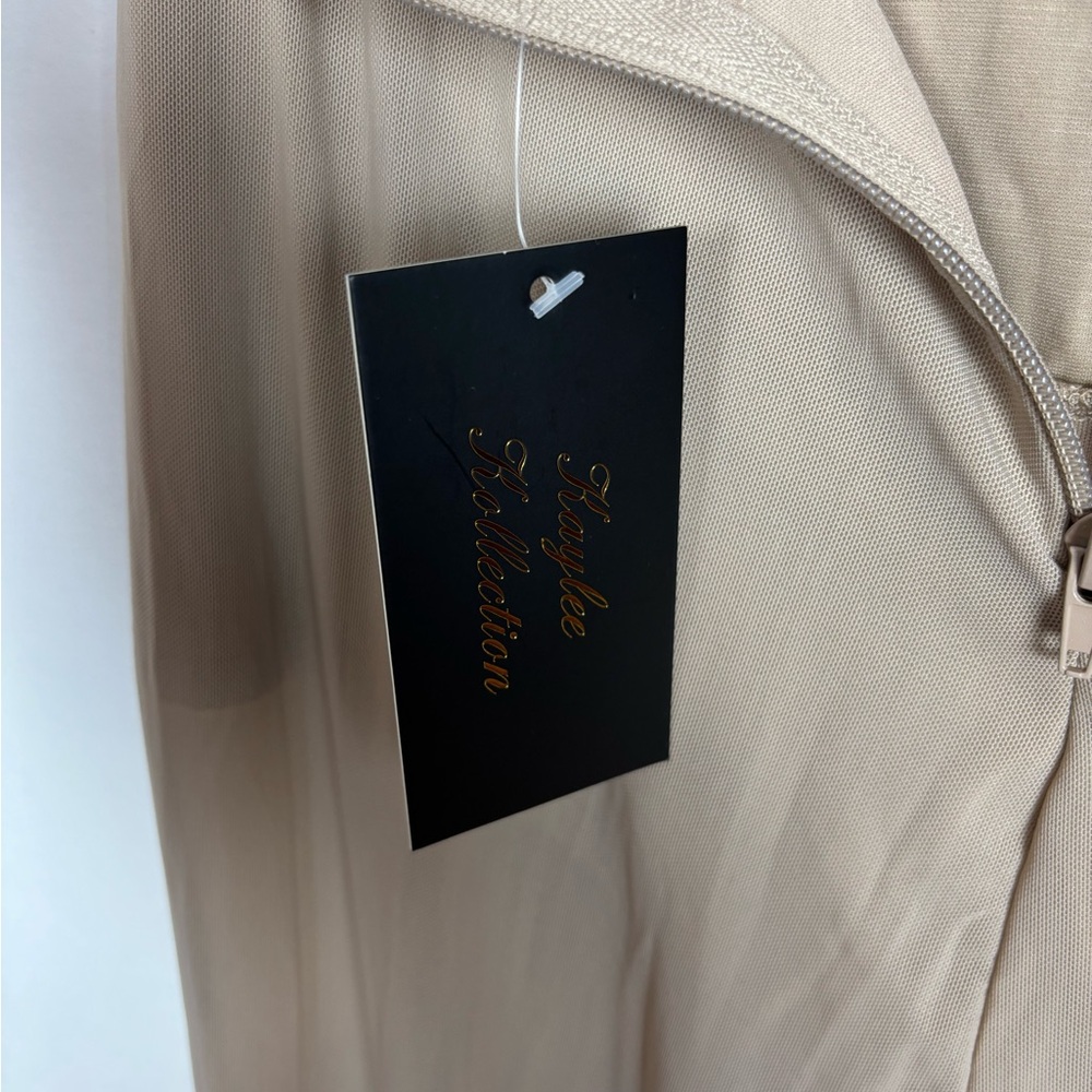 Kaylee Kollection Pants Size Medium Nylon Flare Beige - Picture 6 of 9